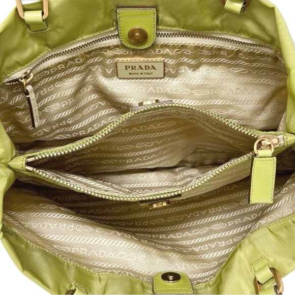 VINTAGE Prada Lime Green Nylon Shoulder Bag - Picture 2 of 5